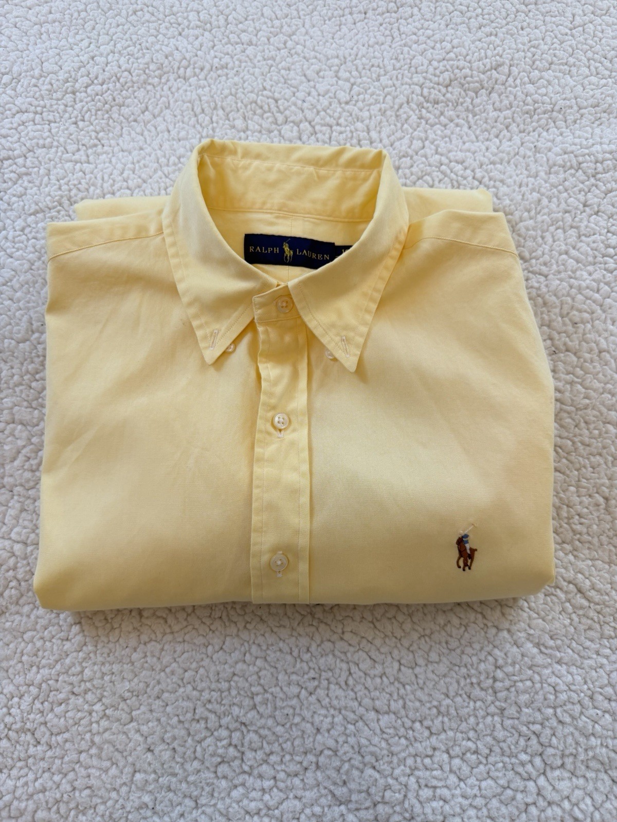 Ralph Lauren Mens Yellow Oxford Button Down Shirt Size 16 40/41