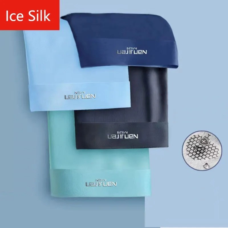 4pcs Boxer Shorts Men’s Ice Silk Underwear Male Underpants Breathable Sexy Thin