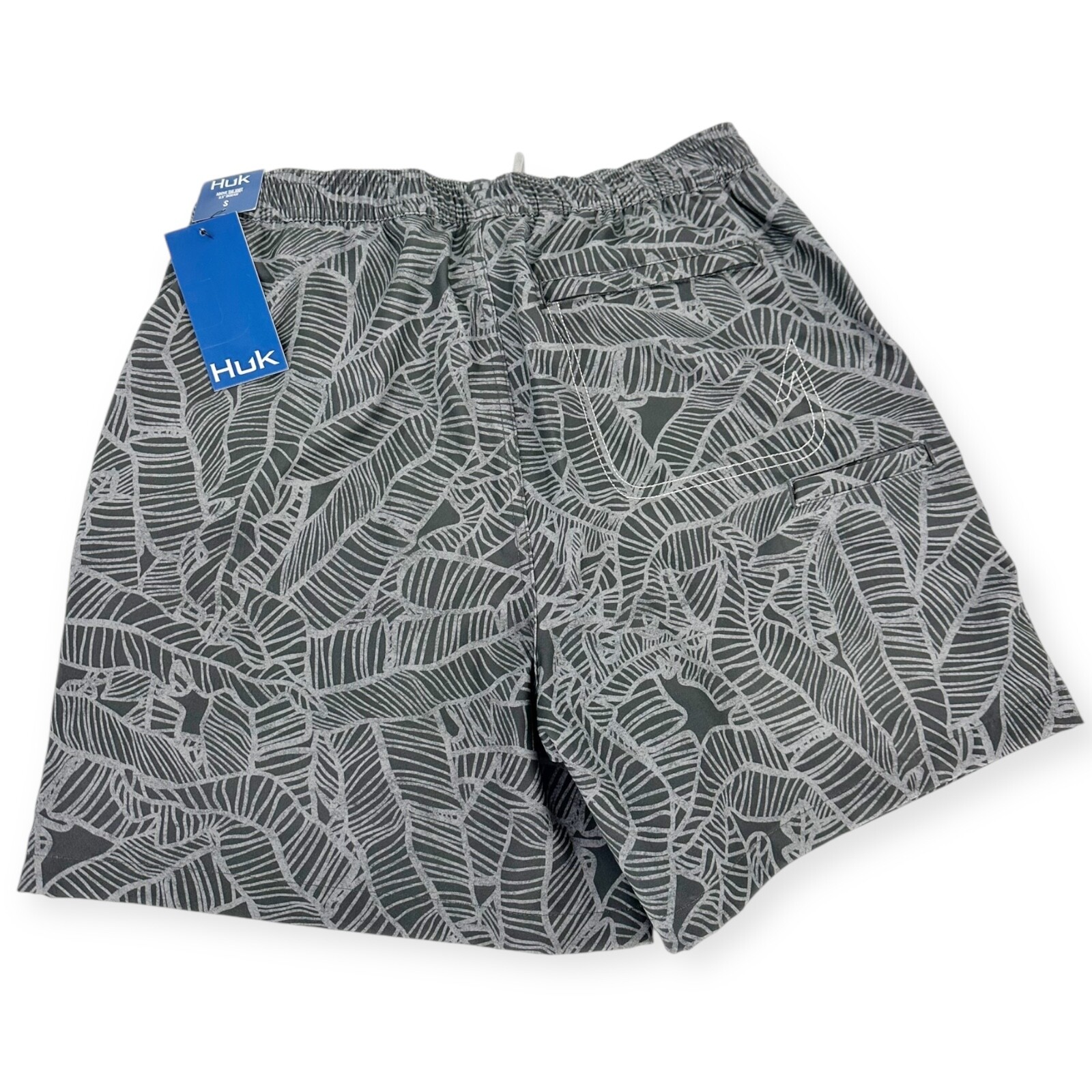 HUK Swim Trunks Linear Leaf LINED Volley Hybrid Short Size XXL NWT Volcanic Ash