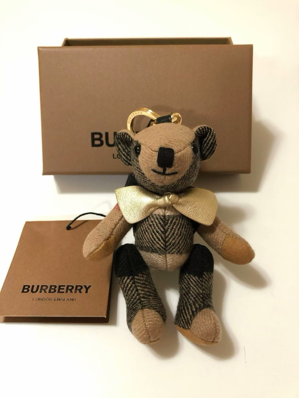 Burberry Thomas Bear With Backpack Cashmere Keychain Holiday Gift