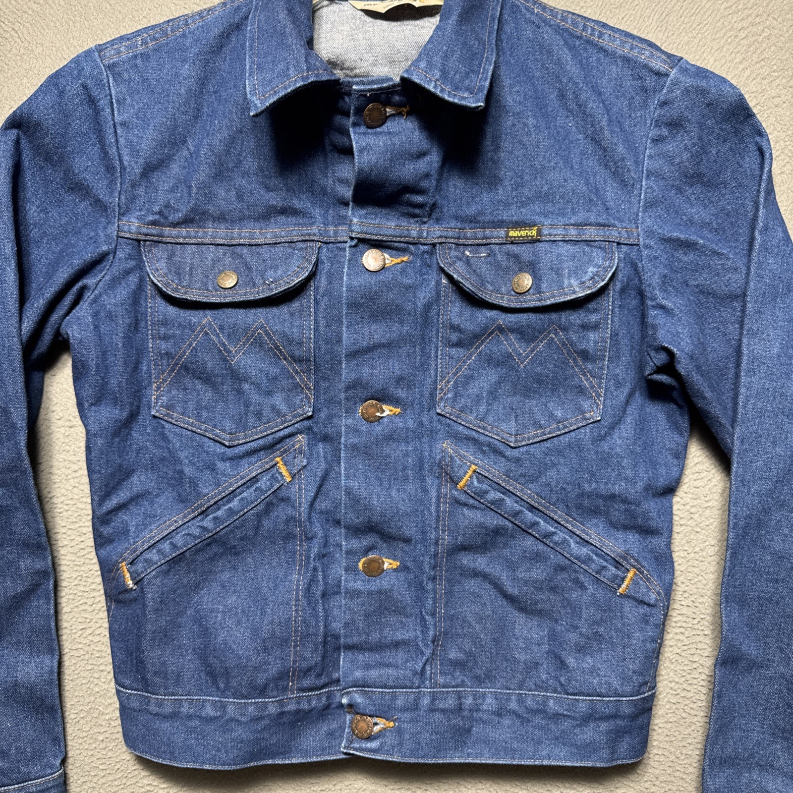 Vintage 70s Maverick Blue Bell Denim Jean Trucker Jacket Size 36 Workwear USA