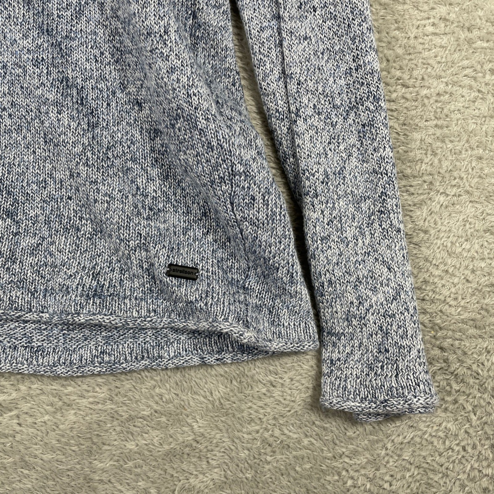 Strellson Knit Sweater Pullover Mens Large Blue Heathered Jumper Switzerland