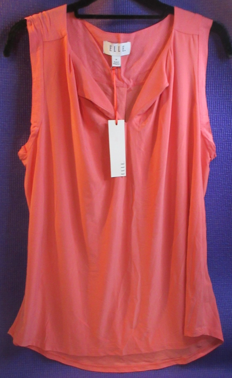 NWT~”ELLE” SIZED MED~TEA ROSE(CORAL) COLOR TOP~95%POLY 5%SPANDEX, 100%RAYON