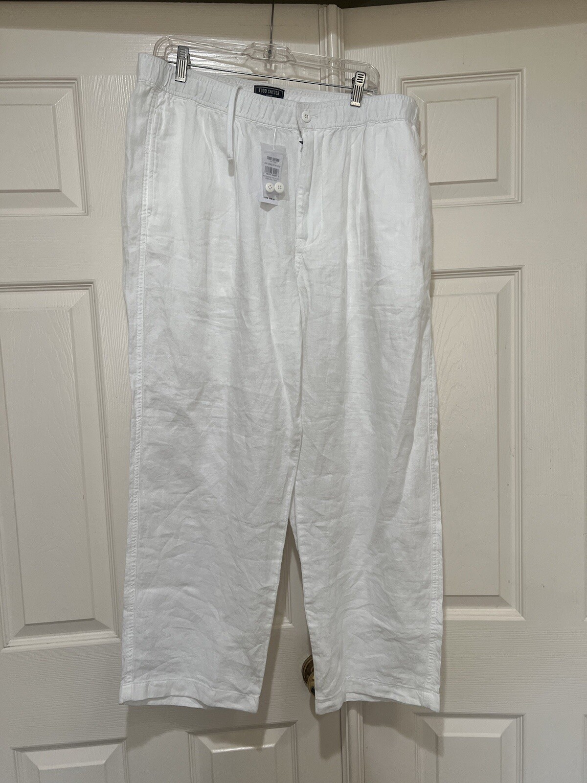Todd Snyder Italian Linen Men’s Relaxed Leisure Beach Lagenlook White Pants XL