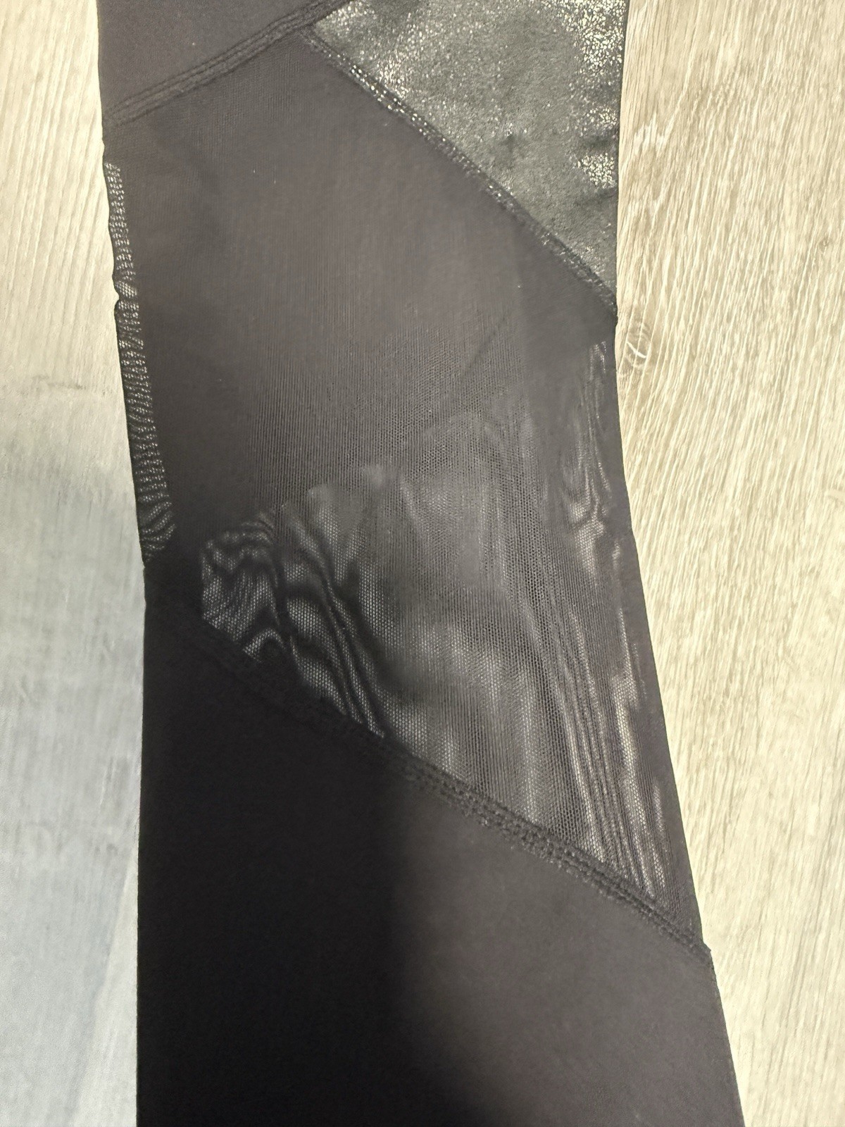 JoyLab Black Leggings with Metallic Silver & Mesh Accents 7/8 Length NWT Small