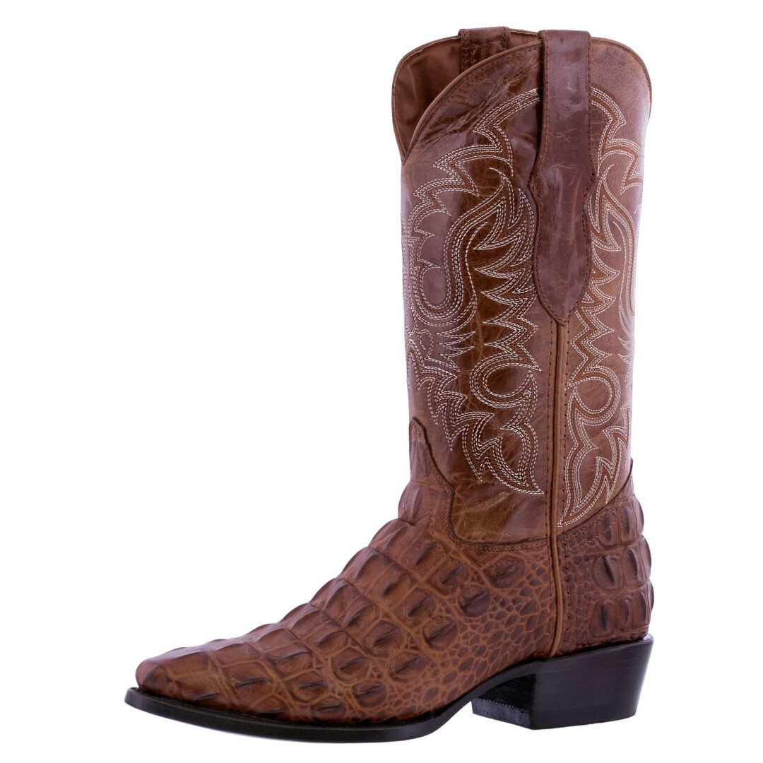 Mens Cognac Crocodile Alligator Pattern Genuine Leather Cowboy Boots J Toe Botas