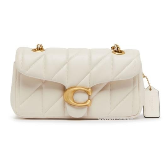 COACH Tabby 20 Quilted Shoulder Bag Nappa Leather White CP149 Gold outlet