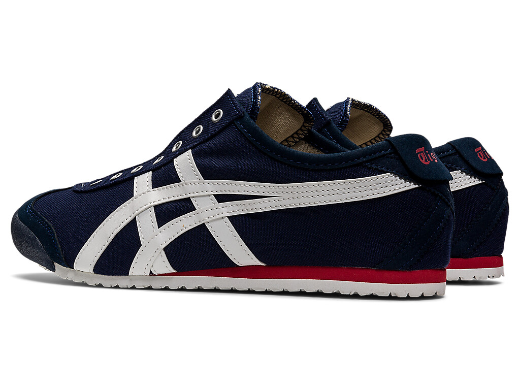 Onitsuka Tiger MEXICO 66 SLIP – ON Canvas WHITE BLACK CREAM BIRCH NAVY TRICOLOR.