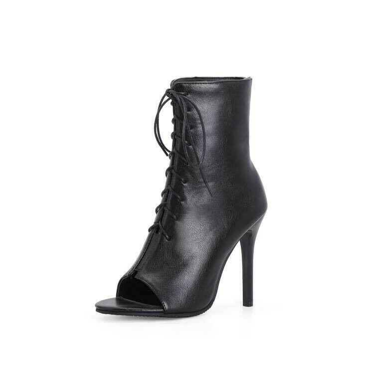 Womens Peep Toe High Heels Sandals Lace Up Roman Casual Dress Prom Ankle Boots