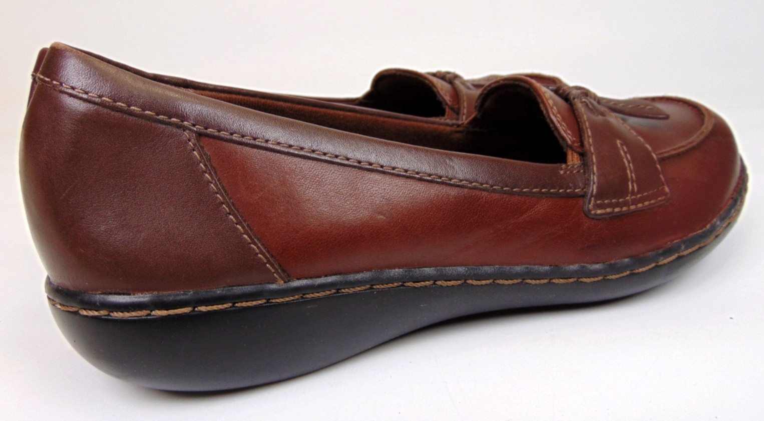 Clark Collection Women’s Ashland Lily Dark Tan Leather Loafers Size 8.0 M,