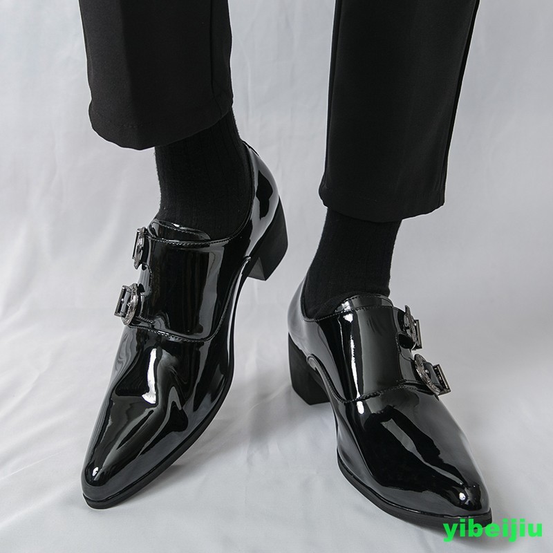 Mens Patent Leather Double Monk Strap Party Pointy Toe Shoes Business Oxford New