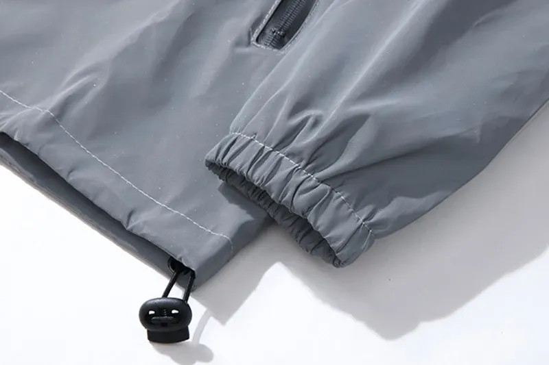 NEW SIZE Night Reflective Jackets Double Fabric Windbreaker Hooded Jacket Men