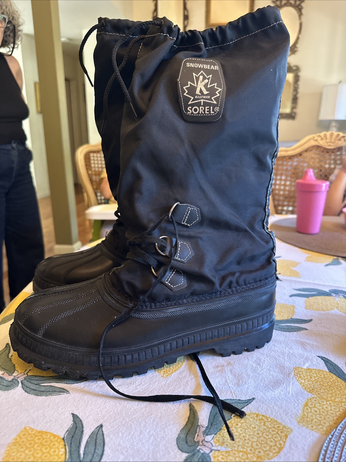 Vintage Sorel Snowbear Winter Boots Black Nylon Rubber Men’s Size ? Canada