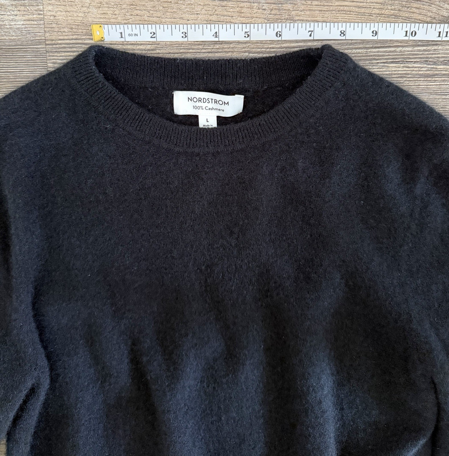 Nordstrom Women’s Size Large Black 100% Cashmere Crewneck Sweater