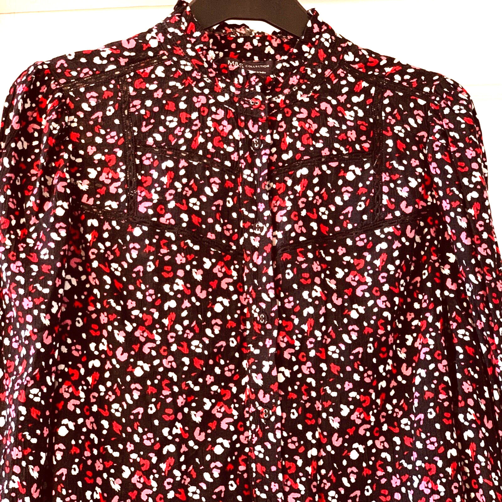 M&S Blouse / Top Size 6 Black Pink Red White Mix – Marks & Spencer – New