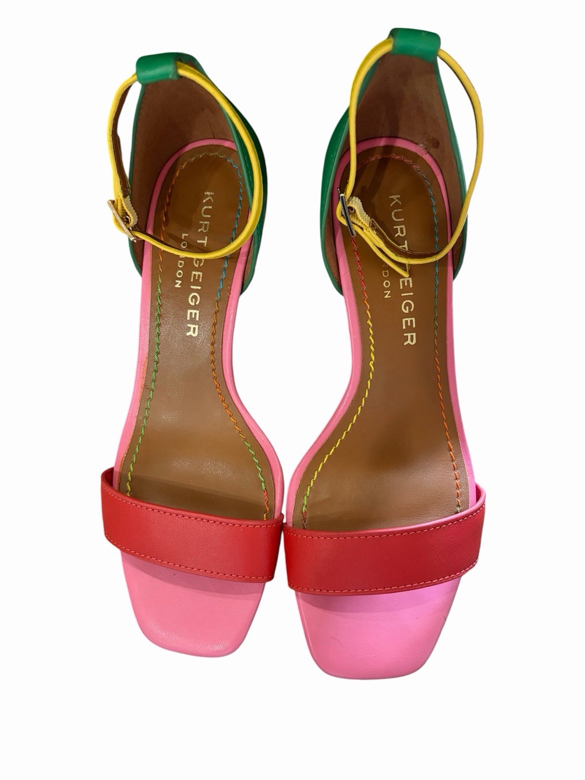 Kurt Geiger London Leather Multicolor Colorblock Strappy Open Toe Heels 36