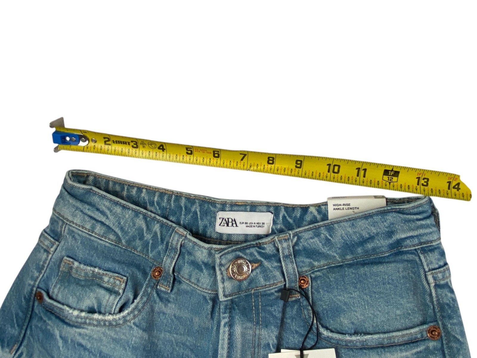 Zara Womens Comfort Mom Jeans EU 36 US 4 Blue Tapered Fit High Rise 6688/231 NWT