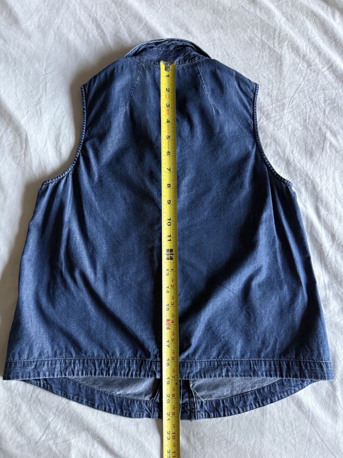 Theory Blue Sleeveless Zip-Front Vest w/ Pockets Collared Women P Petite