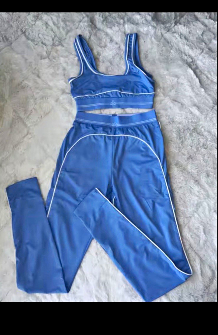 Alo Yoga Women’s 2-Piece Blue Sports Bra & Leggings Set Size M