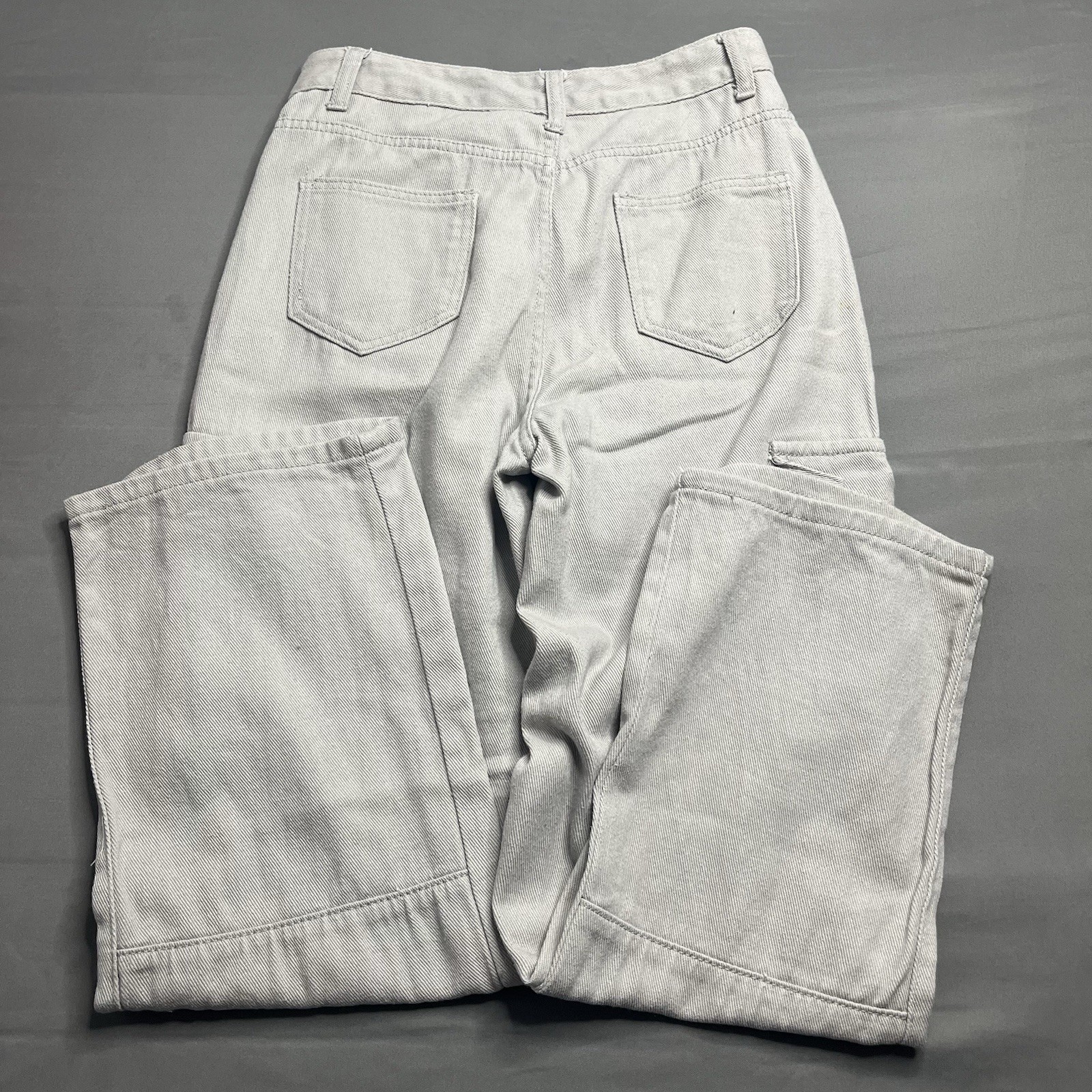 SHEIN Petite Women’s Cargo Jeans Size S Light Gray Wide Leg Utility Pants
