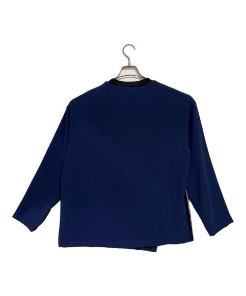 CULLNI Asymmetrical slit long T-shirt navy 22-SS-053