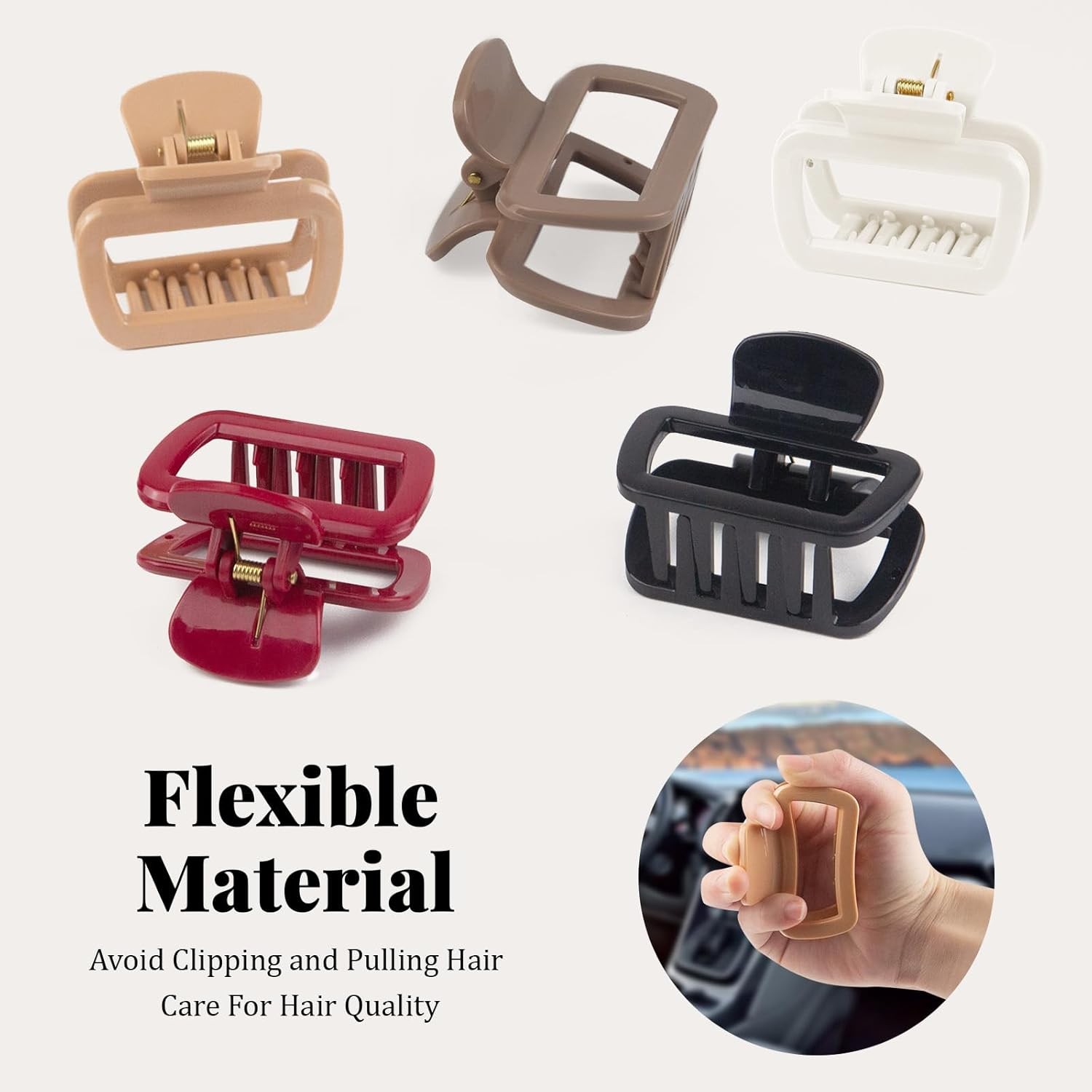 1pc Random Small Square Silicone Hair Claw Clips, Soft Mini Cloud Hair Clamps