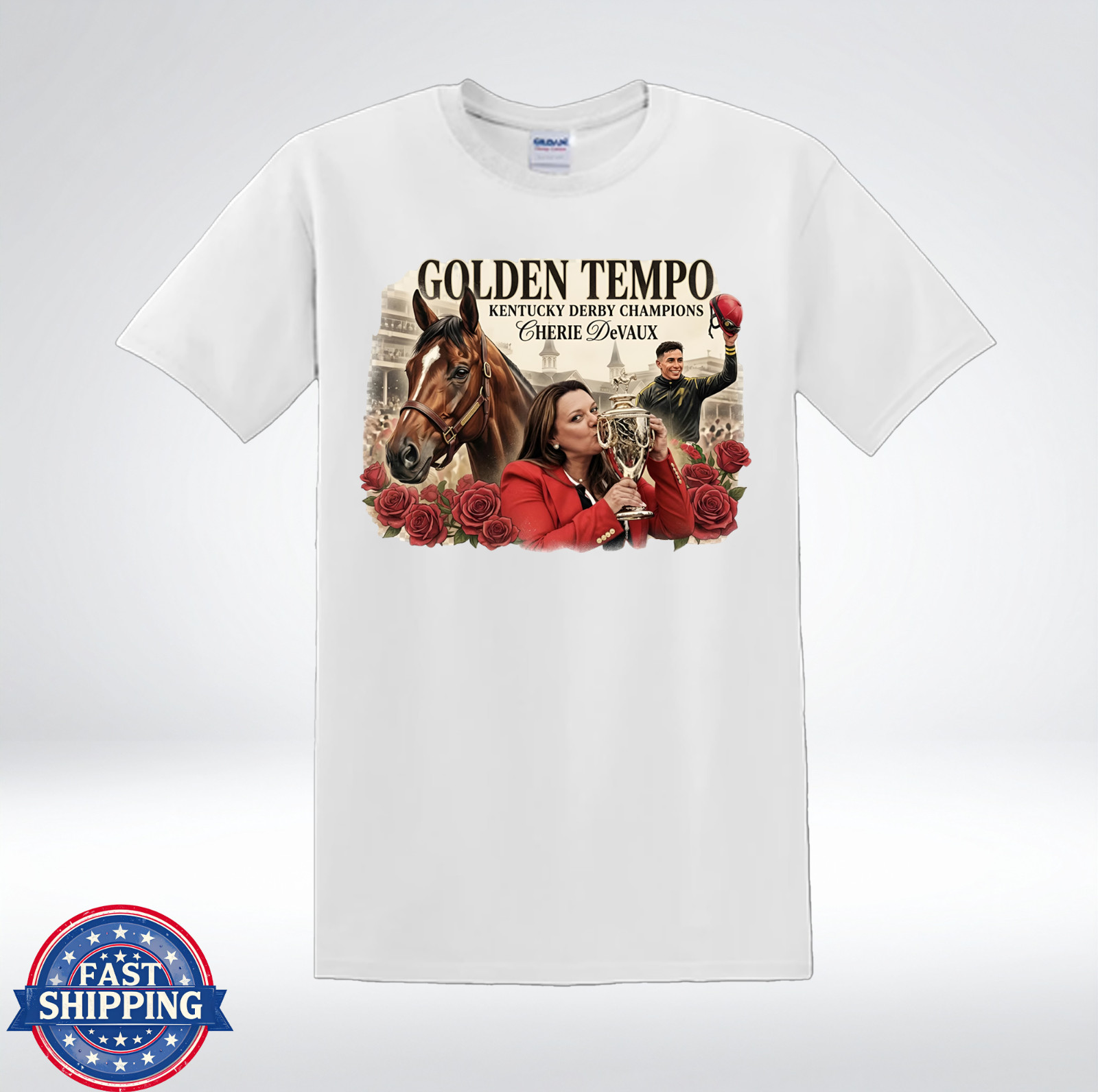 Golden Tempo Champion Thoroughbred Racing Tribute T-Shirt