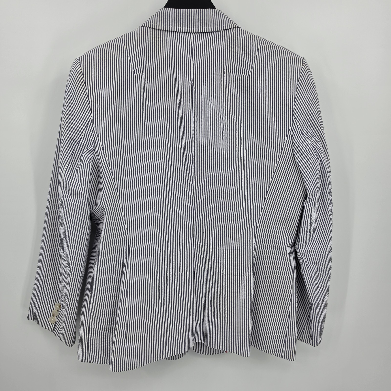 Banana Republic Seersucker Blazer Jacket Womens 12 Striped Coastal Preppy Cotton