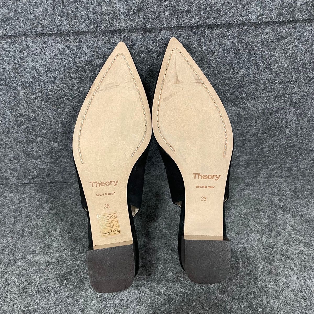 THEORY Block Heel Slingback in Suede Women’s Size 35 US 5 Black