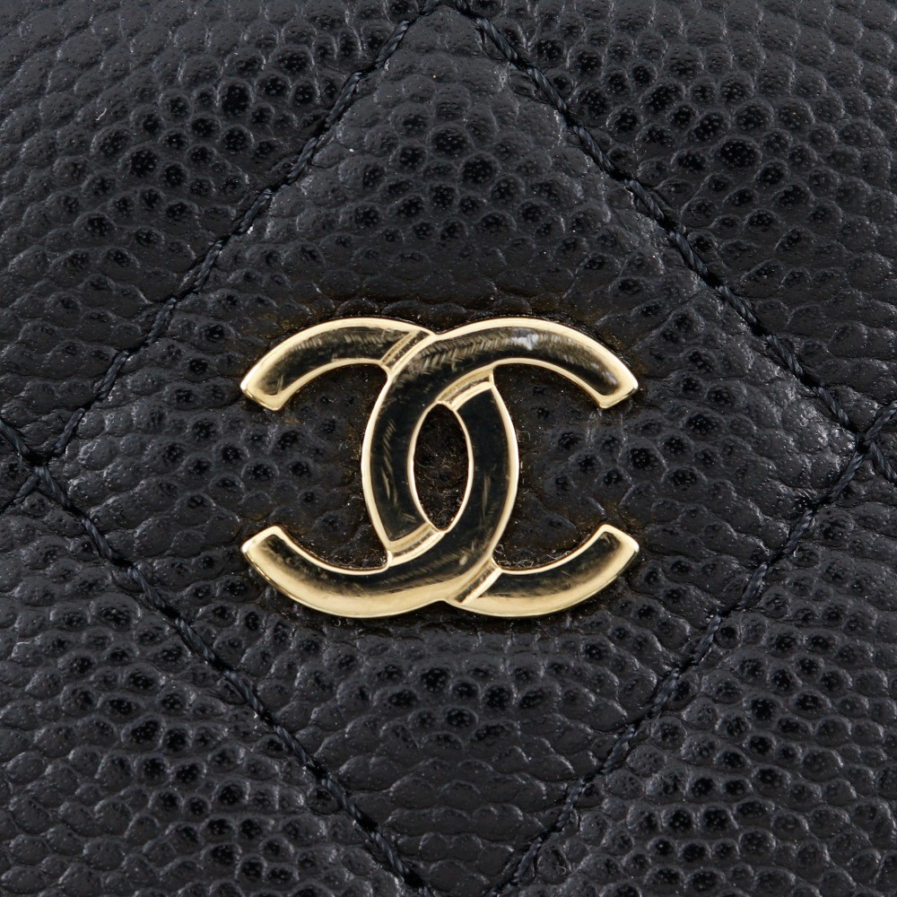 CHANEL Matelasse Card Case AP3595 Gold Hardware COCO Mark black/Cabin skin…