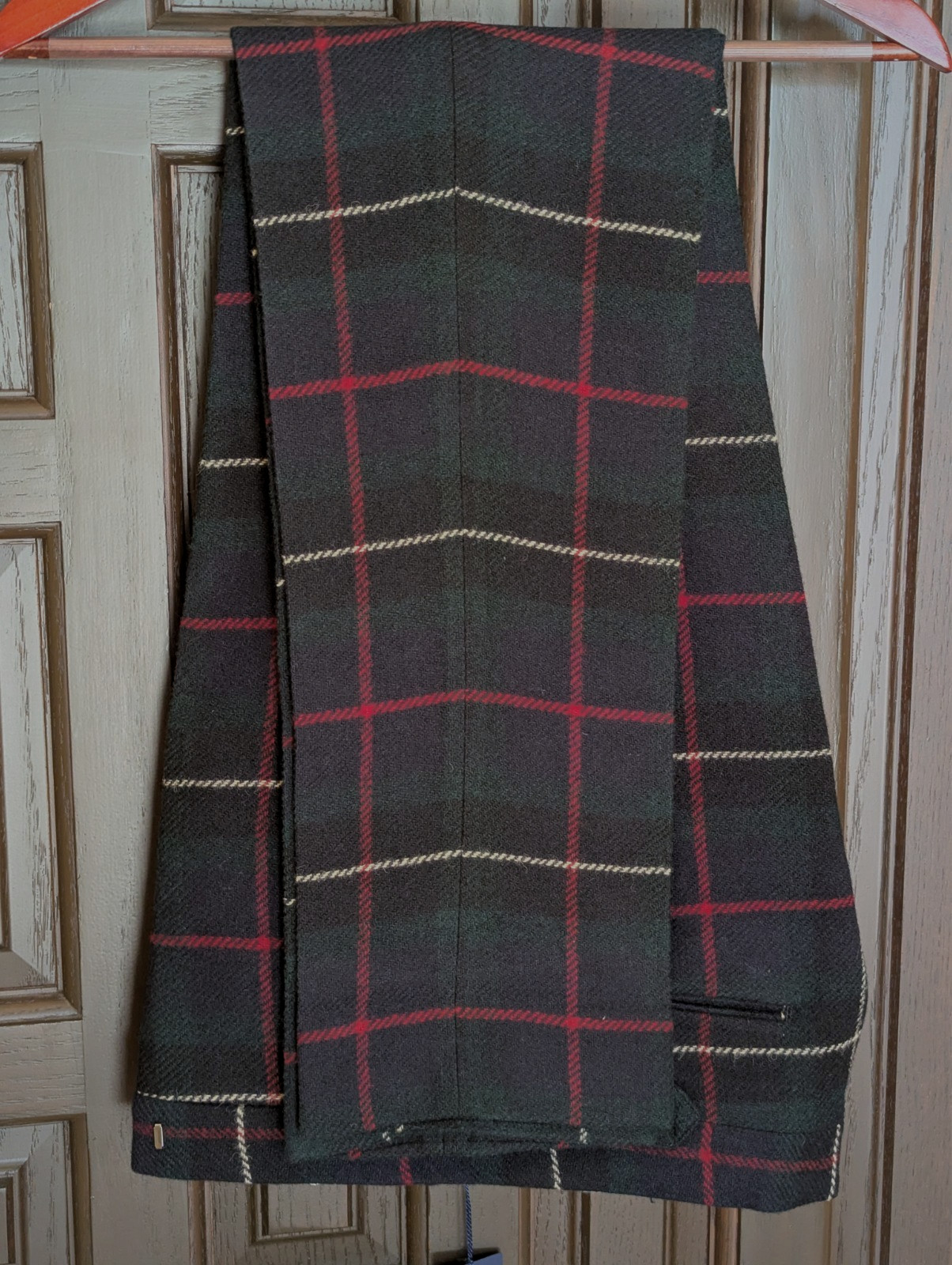 POLO Ralph Lauren Tailored Plaid Wool Suit, Velvet Collar, Size 38 R NWOT Italy