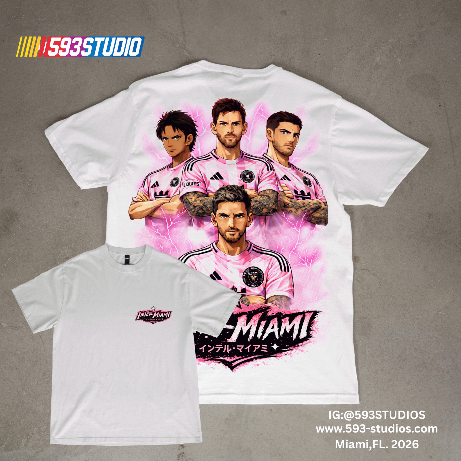 Lionel Messi Inter Miami Anime Graphic T-Shirt | Suarez, De Paul
