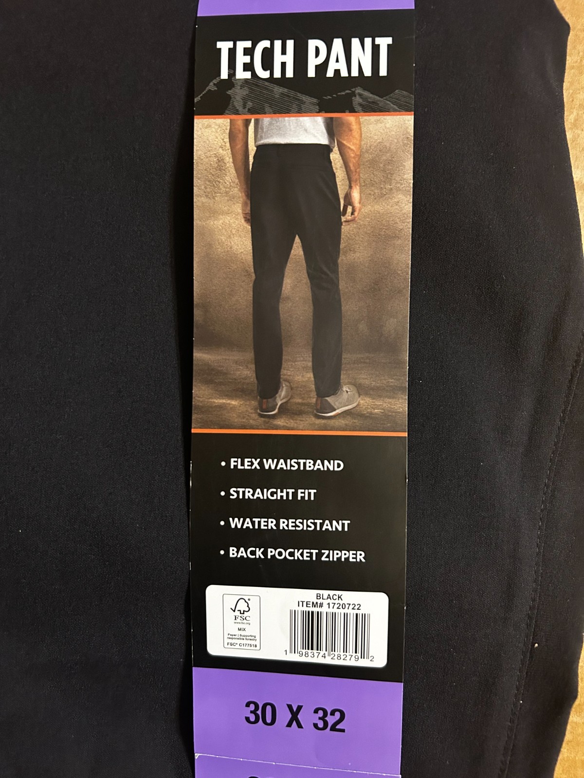 Weatherproof Vintage Men’s Tech Pant Straight Fit Black Size 30×32