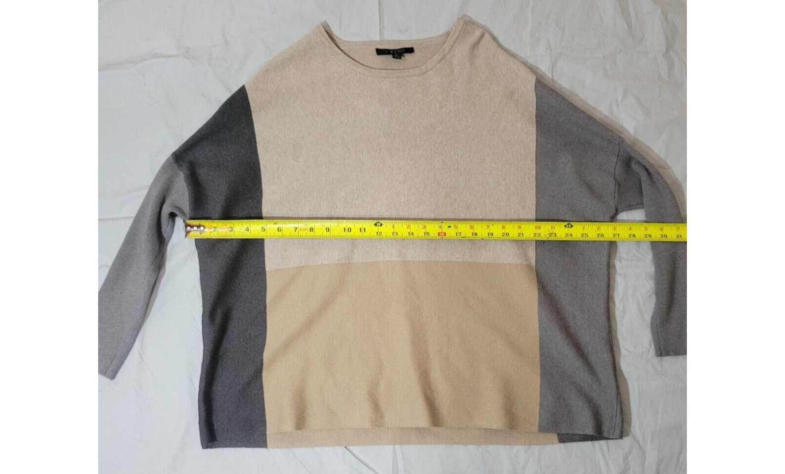 Cyrus Neutral Colorblock Medium Oversize Dolman Sleeve Sweater Bohemian Prairie