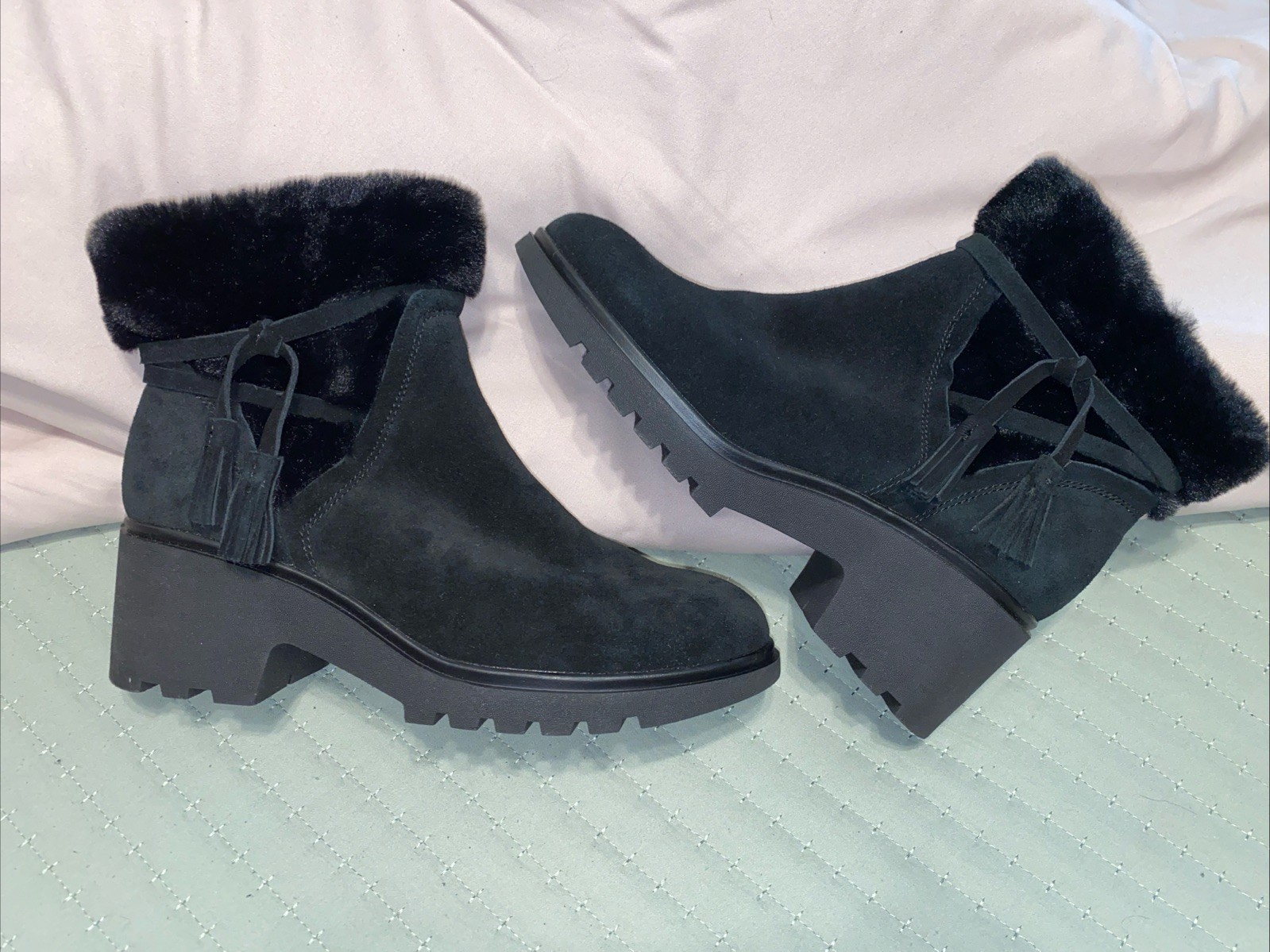 Baretraps Dolors Sz 9W Black Block Heel Weatherproof Ankle Booties