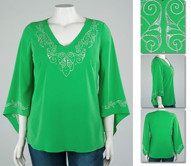 NEW Zaftique STERLING TUNIC Top EMERALD Green 0Z 1Z 5Z / 14 16 32 / L XL 1X 5X