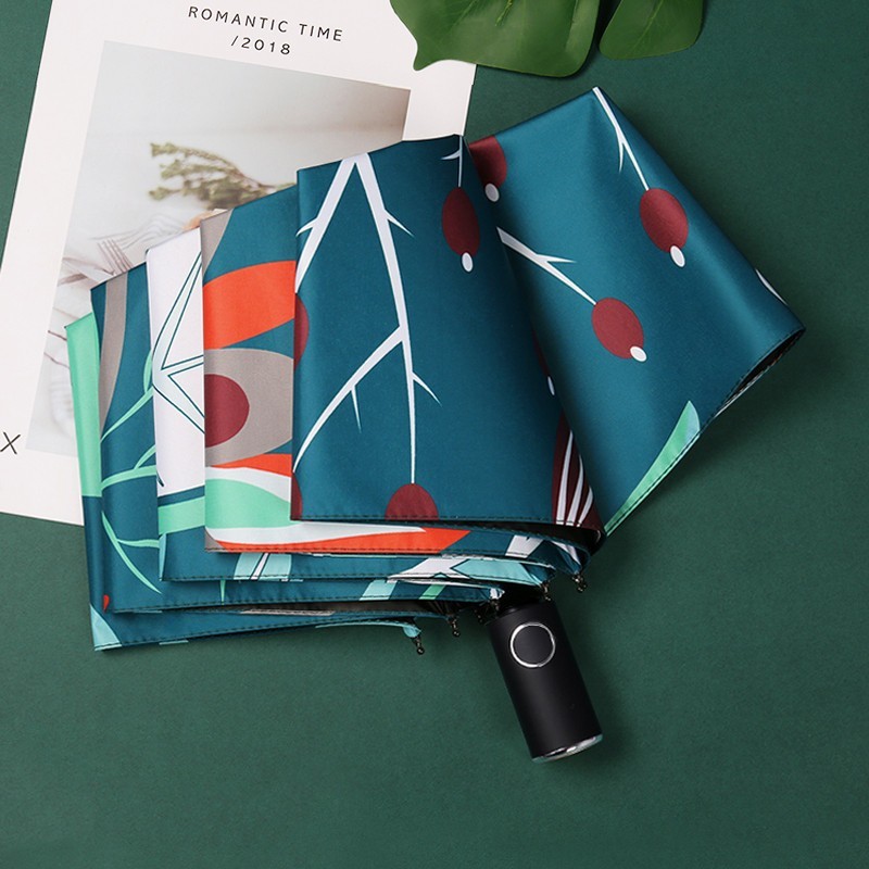 Pure Color Folding Compact Tri-fold Umbrella Impact Cloth 8-Rib Manual Open 10 C
