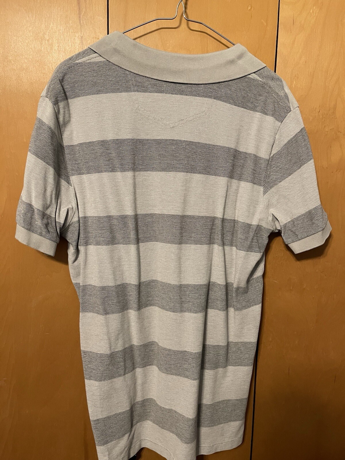 EDDIE BAUER CLASSIC PIQUE COTTON HEATHER CHARCOAL GRAY STRIPED POLO MEDIUM MEN