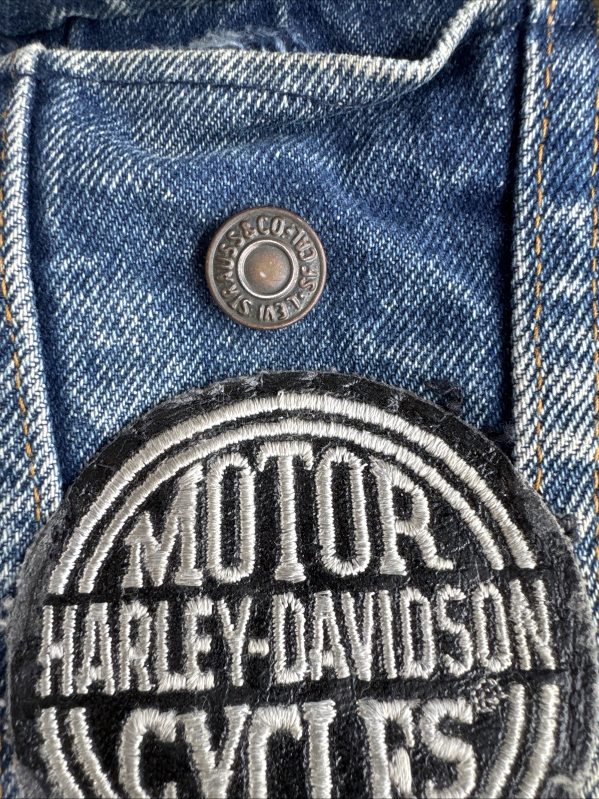 Vintage 50s-60’s Levi’s Denim Biker Vest Sleeveless w/Patches