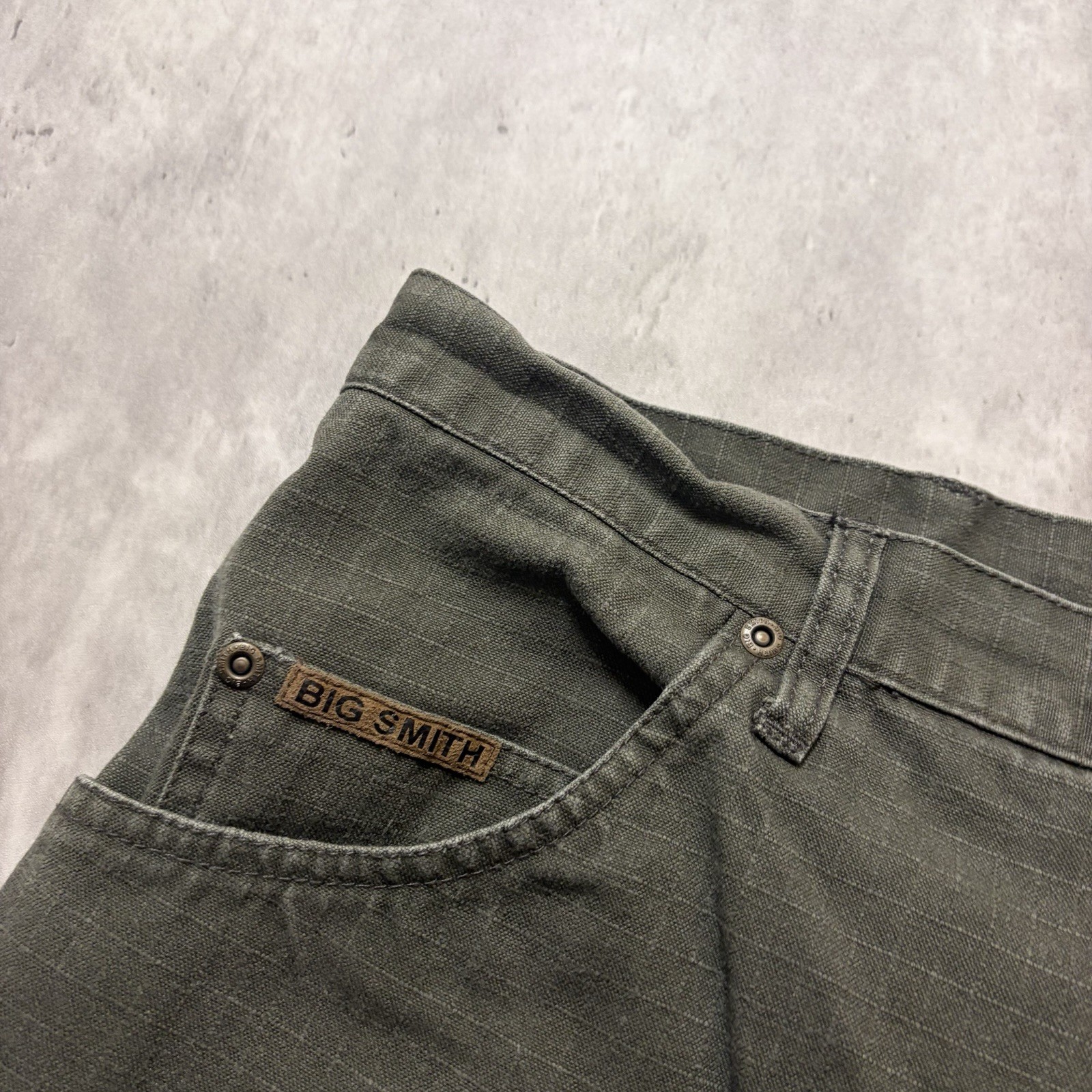Big Smith Mens Olive Green Ripstop Carpenter Shorts Size 34 Hammer Loop Utility