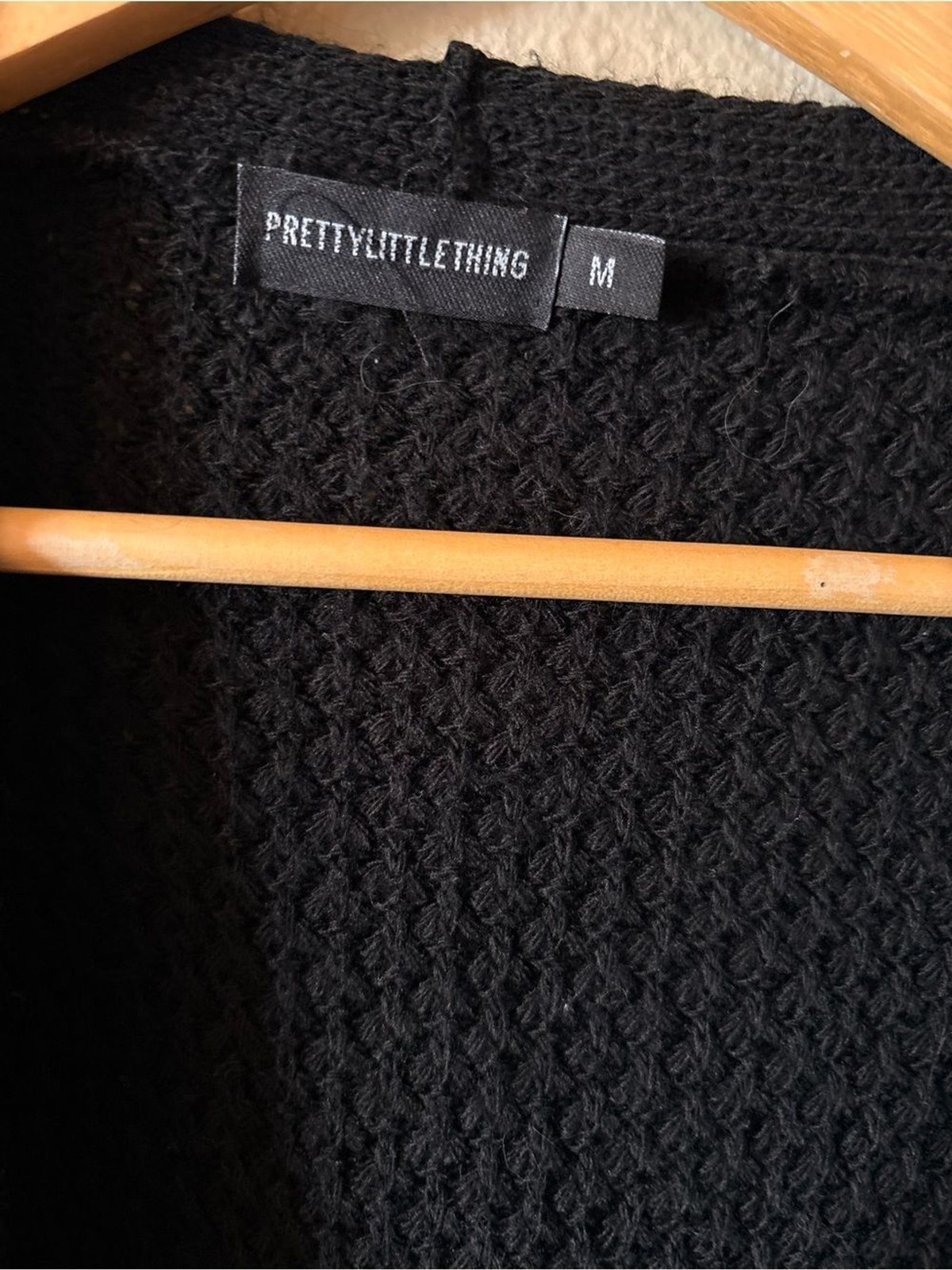 PrettyLittleThing Black Duster Cardigan Medium Long Open Front Knit