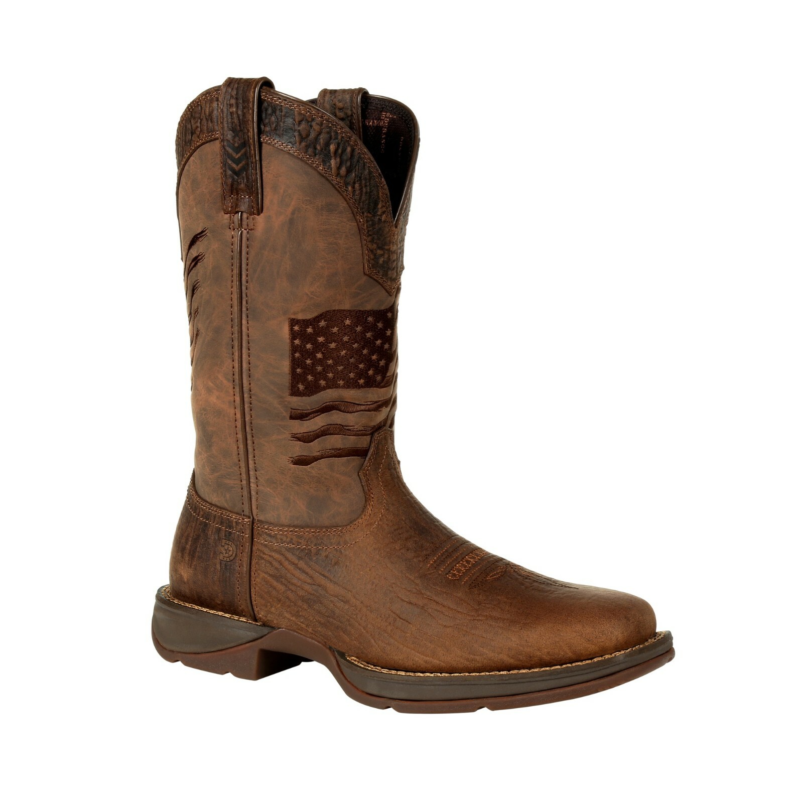 Durango Men’s Rebel Brown Distressed Flag Square Toe Boot DDB0314