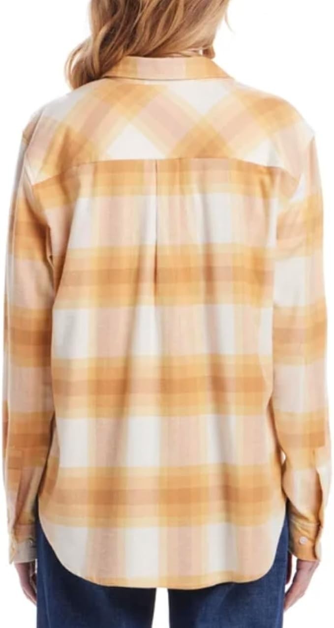 Weatherproof Vintage Women’s Comfort Stretch Flannel Shirt, Yellow, Size XXL