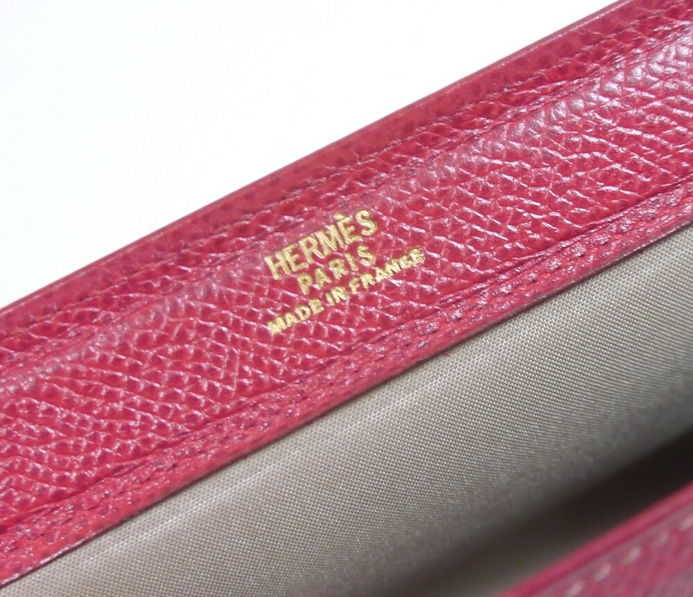 Authentic HERMES Caro PM Pouch Serie Leather #4055