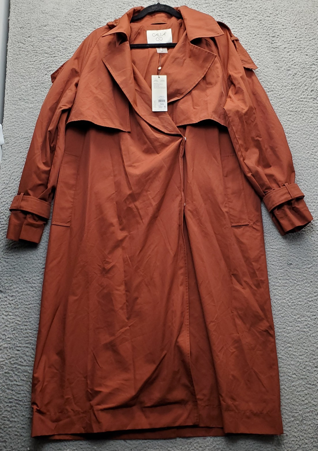 CALIA Rain Wind Trench Coat Womens Medium Brown Water Repellent Removable Hood