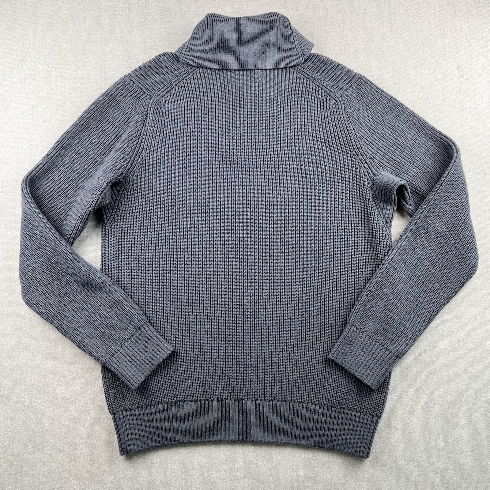 Duluth Trading Sweater Mens M Blue High Neck Infantry Wool Blend Shawl Collar