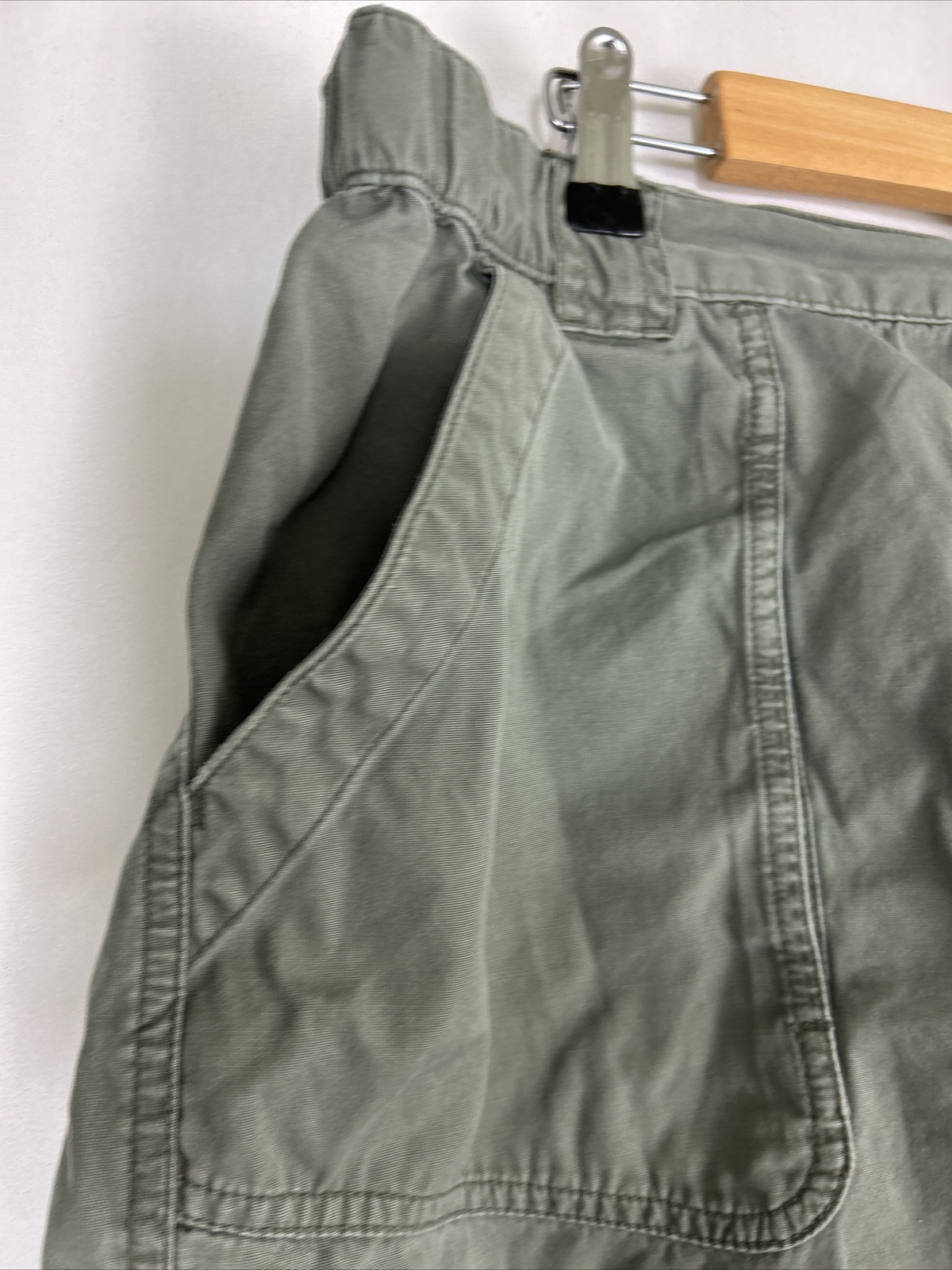 Woolrich Light Olive 38×6 Cargo Shorts Elastic Waist 3066 100% Cotton
