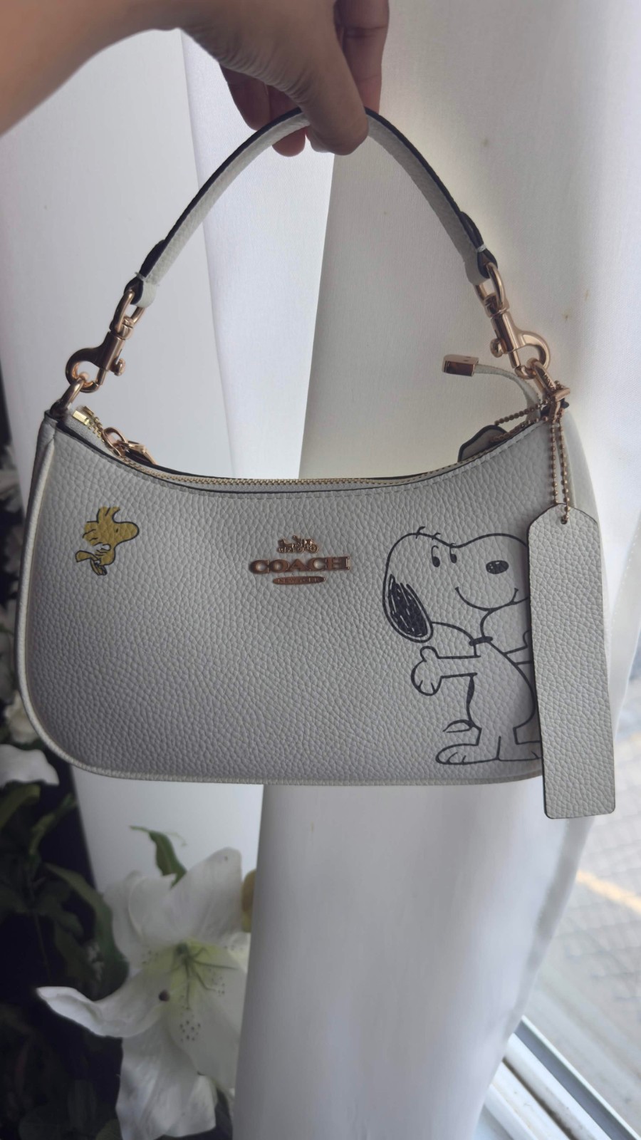 COACH x PEANUTS Snoopy Teri Shoulder Bag Chalk Multi CBJ76 Leather NEW NWT