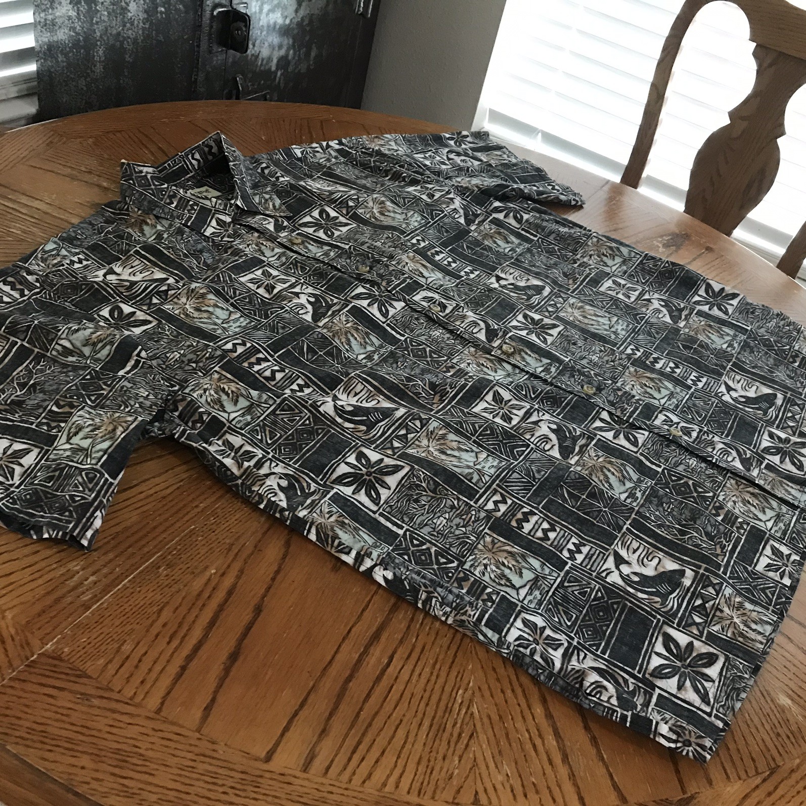Cooke Street Honolulu Shirt Men’s XXL Black Grey Brown Reverse Palm Hawaiian
