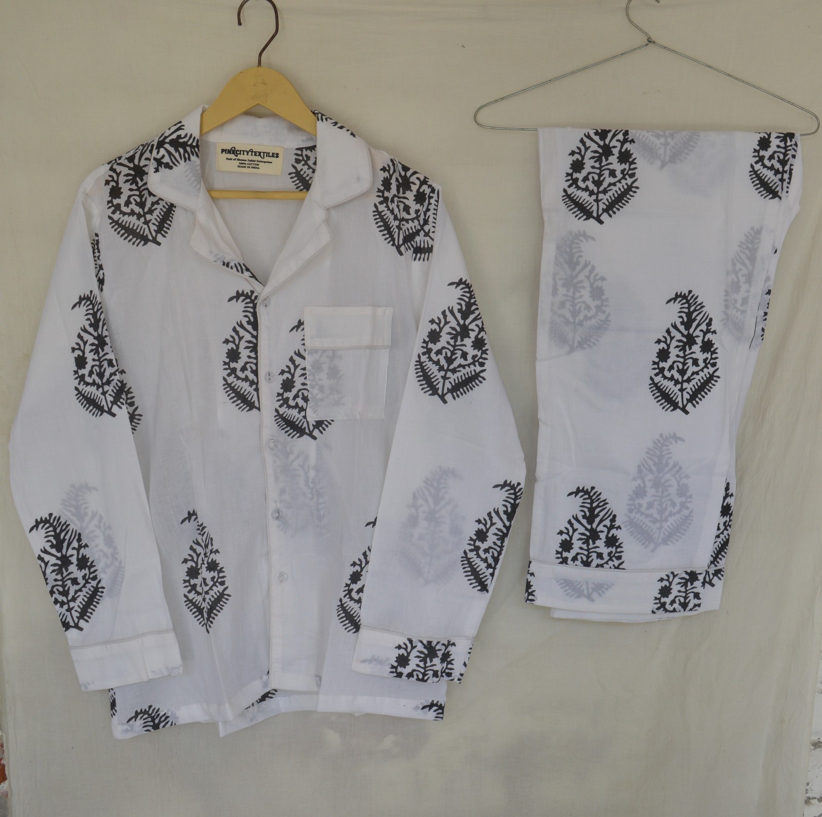 Large Size Unisex Pajama Set Hand Block 100%Cotton TARRIF FREE✅0% CHARGE PJ-44